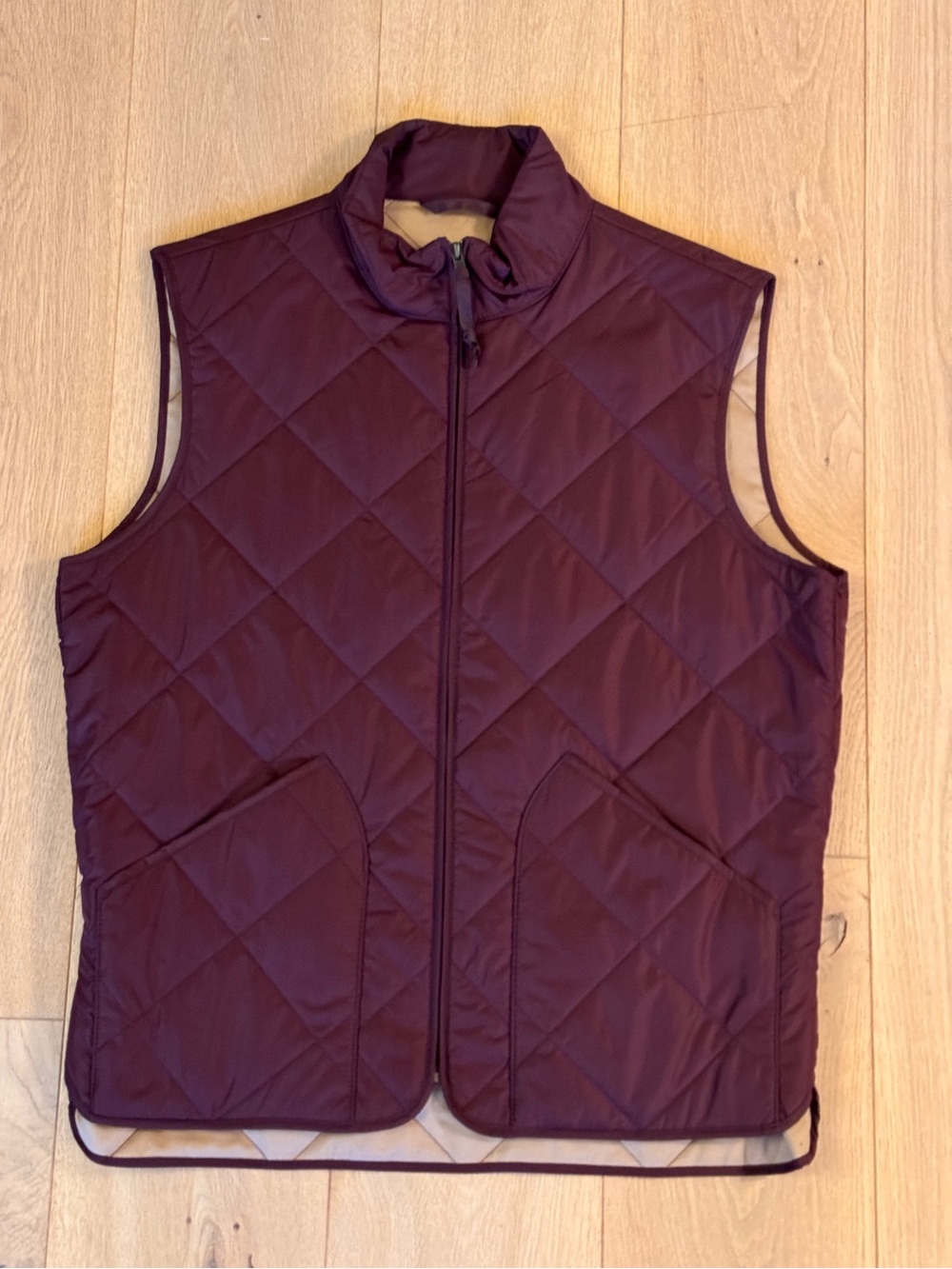 J. Crew Quilted Vest in Deep Burgundy (M)